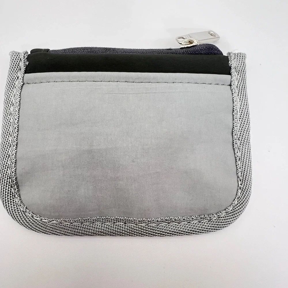 RFID Blocking Mini Wallet Card Holder Coin Purse Zip Pouch Gray Travel